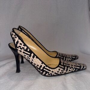 Giuseppe Zanotti Black and Cream Patterned Heels